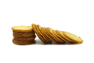 Thin biscuit or cracker seaweed flavour isolated on white background.
