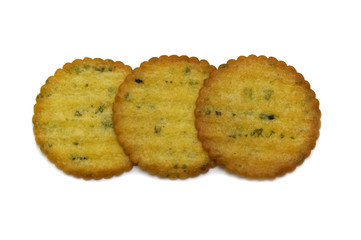 Thin biscuit or cracker seaweed flavour isolated on white background.