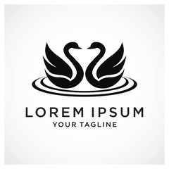 Illustration of two beautiful swans icon