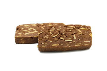 Biscuits cracker homemade, Square .and thick design, Sliced almond cookies and sweet flavored. Isolated on white background.