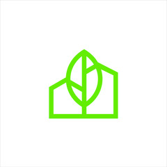 combination of building logos with leaves