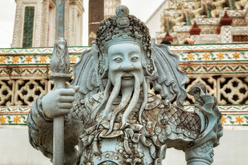 Chinese Warrior Statue in Wat Arun, Bangkok, Thailand