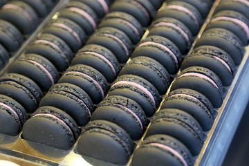 Tasty sweet colorful macaron bakery concept selective focus