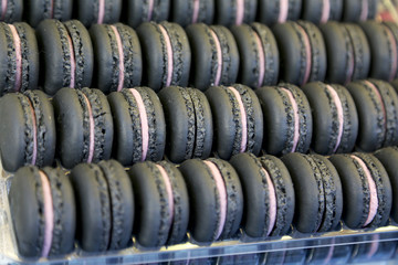 Tasty sweet colorful macaron bakery concept selective focus