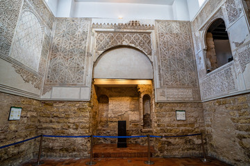 Inside the synagogue of Cordoba. Jewish temple in Andalusia, Spain