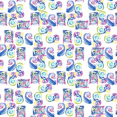 Abstract geometric multicolored watercolor background  pattern