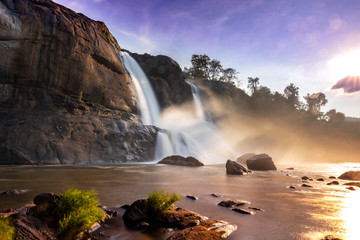 Athirappilly Falls,Beautiful and largest waterfall in kerala state ,India. - obrazy, fototapety, plakaty