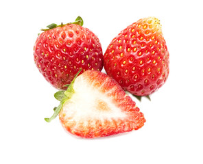 Strawberries isolated on white background.