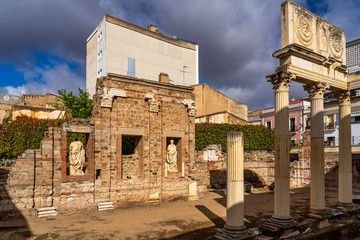 Portico of the Municipal Forum of Augusta Emerita in Merida, Extremadura, Spain