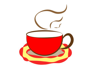 赤いコーヒーカップとソーサー