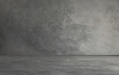 Empty room, concrete wall and concrete floor. Empty building scene.