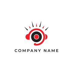 Music DJ logo design template full vector