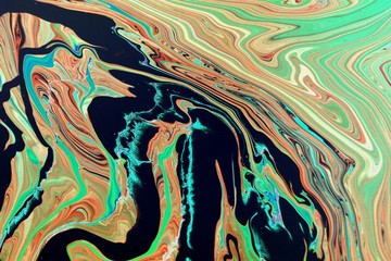 Green-yellow-black abstract background. Bright colors flow freely and create an interesting...
