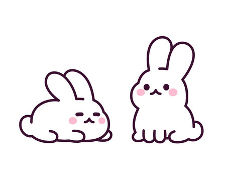 Cute Bunny Set Anime Style Vector Stock Vector Royalty Free 1420311587   Shutterstock