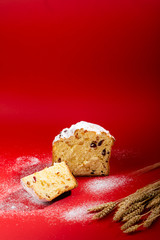 Panettone cake sliced for Easter holiday