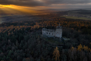 Fototapeta premium Radyne Castle is a castle situated on a hill of the same name, near the town of Stary Plzenec, in the Pilsner Region of the Czech Republic. Radyne, like the similarly conceived Kasperk.