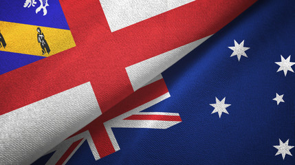 Herm and Australia two flags textile cloth, fabric texture