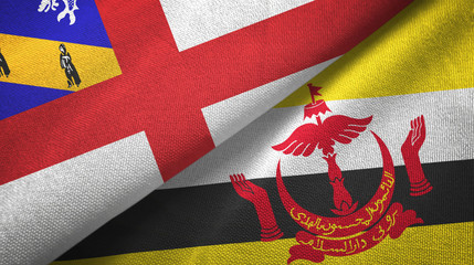 Herm and Brunei two flags textile cloth
