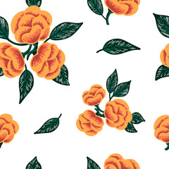 Seamless floral pattern with white background. Vector illustration for wallpapers, cards or fabric.