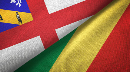 Herm and Congo two flags textile cloth, fabric texture
