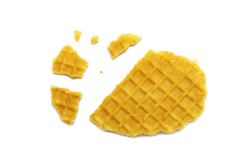 Waffle crisp butter flavor biscuits isolated on white background.