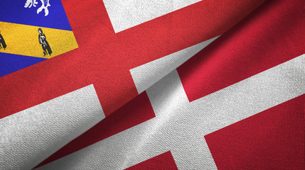 Herm and Denmark two flags textile cloth, fabric texture
