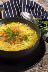 Broth - chicken soup with noodle.