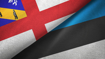Herm and Estonia two flags textile cloth, fabric texture