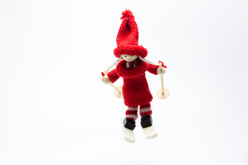 muñequita de madera adorno de árbol de navidad