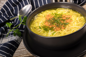 Broth - chicken soup with noodle.