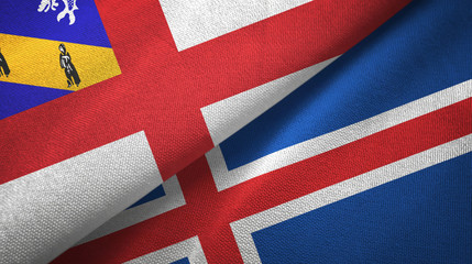 Herm and Iceland two flags textile cloth, fabric texture