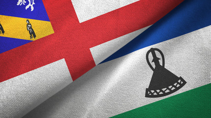 Herm and Lesotho two flags textile cloth, fabric texture
