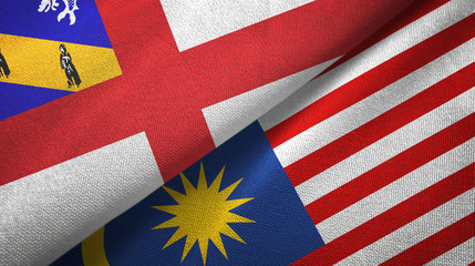 Herm and Malaysia two flags textile cloth, fabric texture