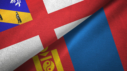 Herm and Mongolia two flags textile cloth, fabric texture