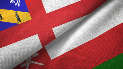 Herm and Oman two flags textile cloth, fabric texture