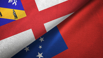 Herm and Samoa two flags textile cloth, fabric texture