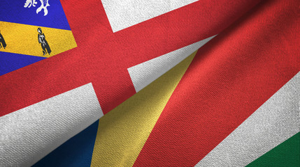 Herm and Seychelles two flags textile cloth, fabric texture