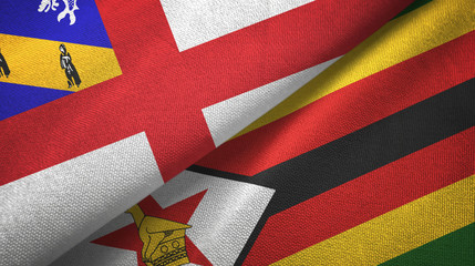 Herm and Zimbabwe two flags textile cloth, fabric texture