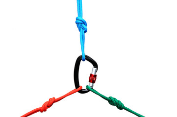 Carabiner isolated on white background .