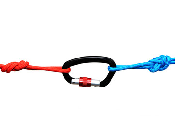 Carabiner isolated on white background .