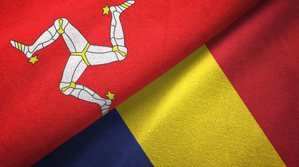 Isle of Mann and Chad two flags textile cloth, fabric texture