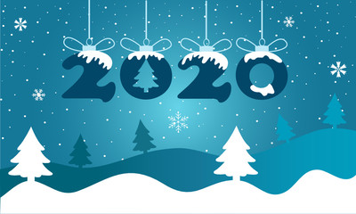 Naklejka premium Happy new year, 2020 greeting card. Winter christmas holiday background