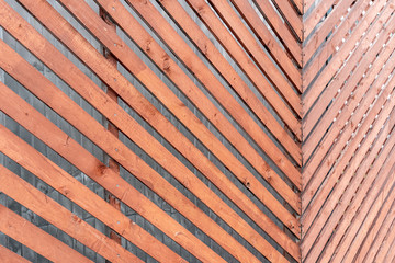 Ventilated facade made of wooden planks.