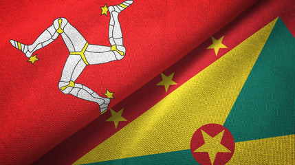 Isle of Mann and Grenada two flags textile cloth, fabric texture