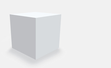 3d rendering. empty white cube box on gray background.