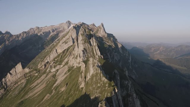 Beautiful view of the mountains and rocks at Switzerland at the sunset time.