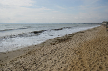 Landscape with autumn deserted beach