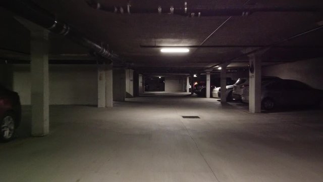 Underground Parking Lot First Person View Forward
