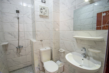 Fototapeta premium Interior design of bathroom in luxury apartment