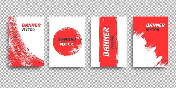 Red strip of paint on a white background , Paper , brochure vertical banner . Template for text and advertising.Vector illustration	